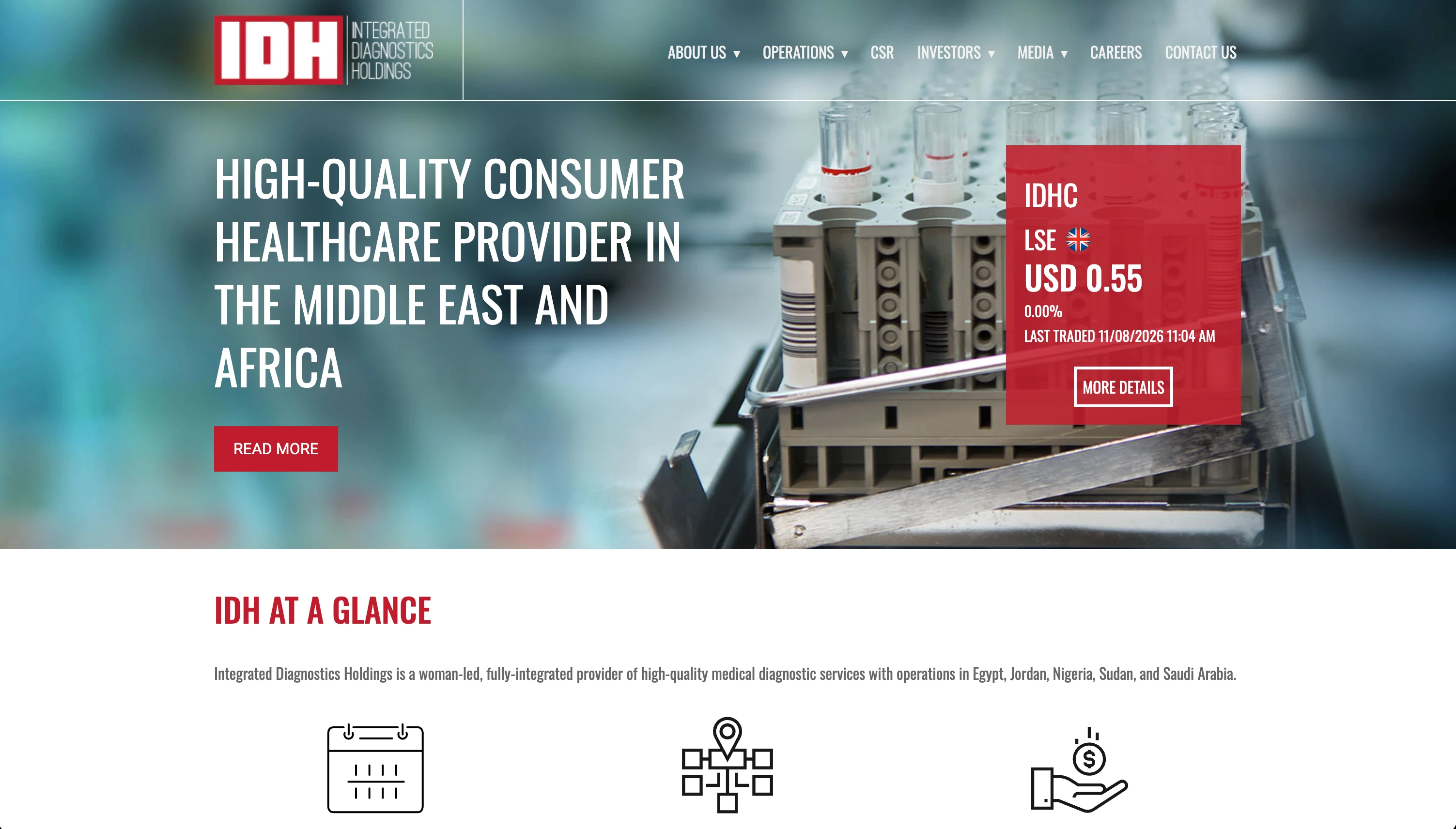 IDH website homepage